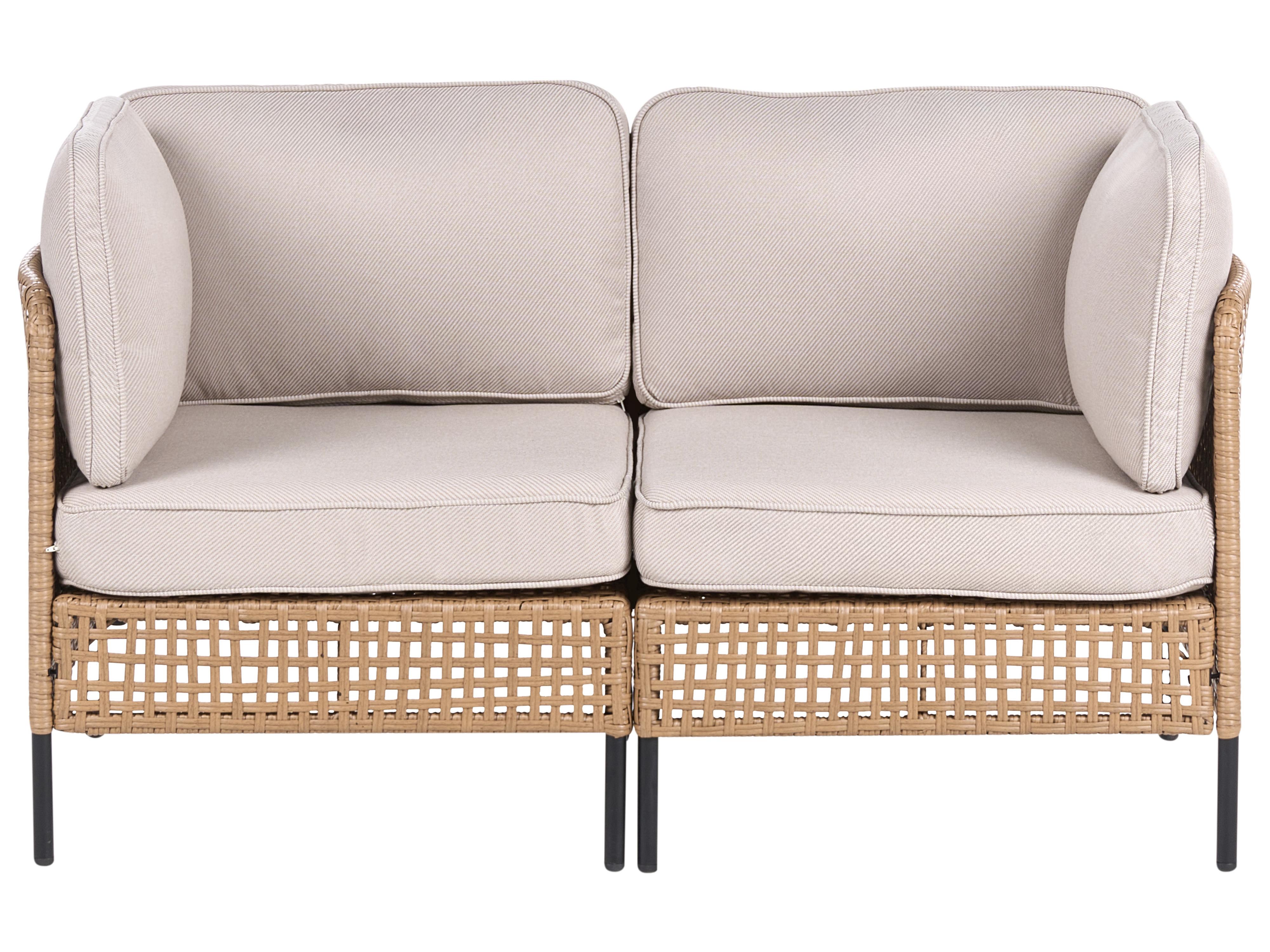 Loungeset met tafel 6-zits OMEGANA modulair PE rotan Lichtbeige