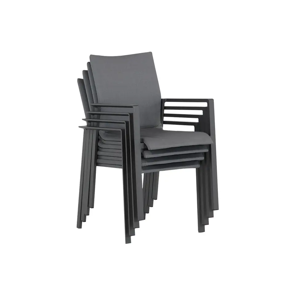 Tuinstoel stapelbaar Aluminium/textileen Grijs-antraciet Lifestyle Garden