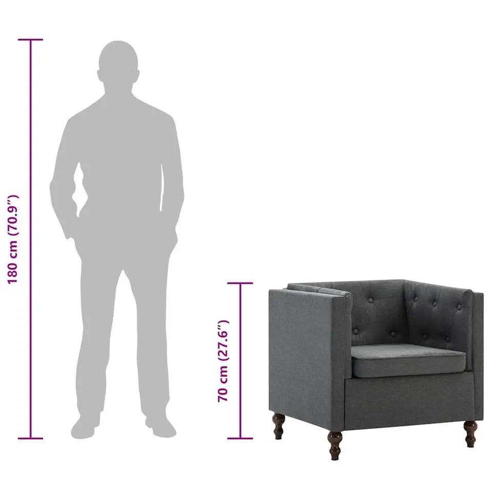 VIDAXL Fauteuil stof donkergrijs