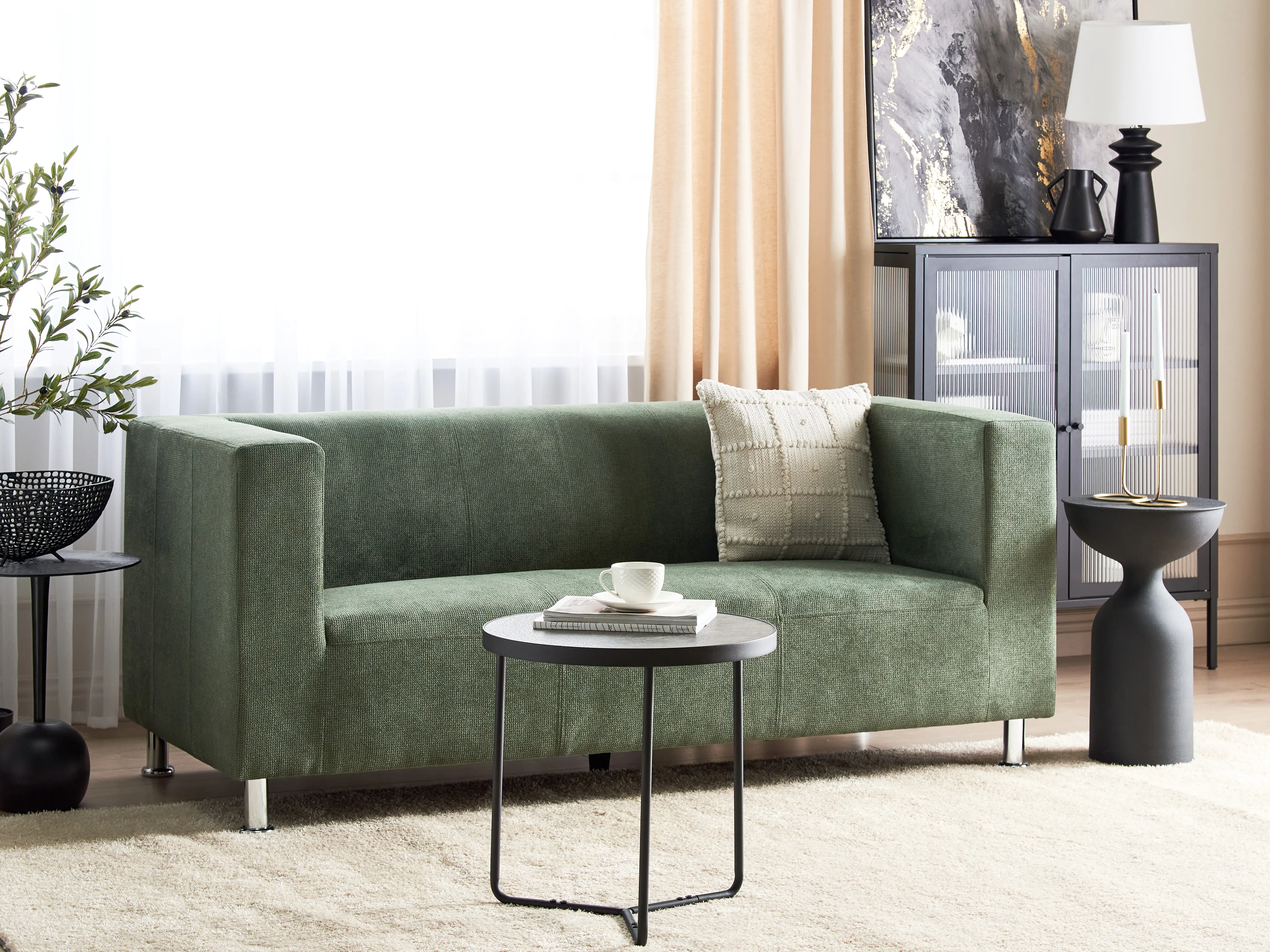 Bank 3-zits FLORO Chenille Lichtgroen
