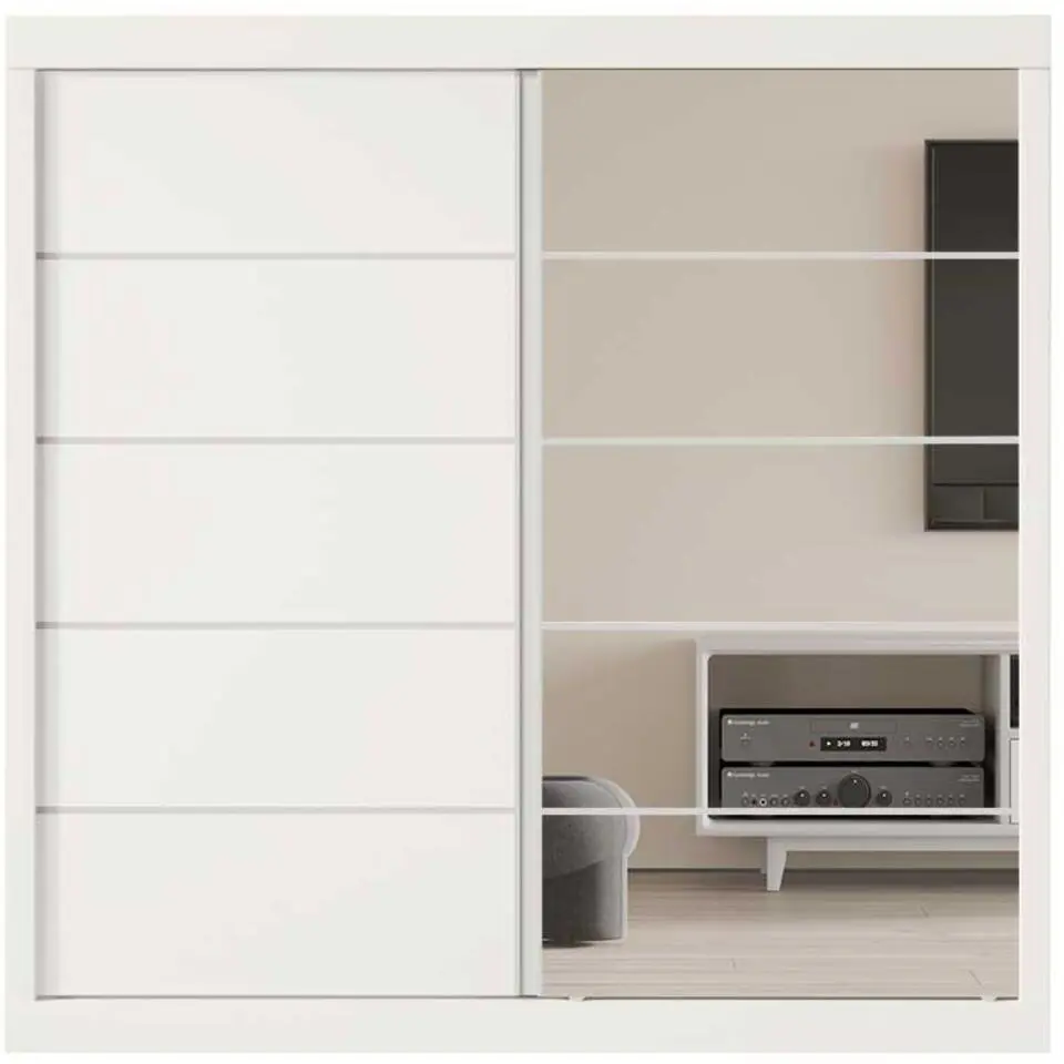 Rousseau Kledingkast Mike - 183 x 53 x 198 cm - Met spiegel - Wit