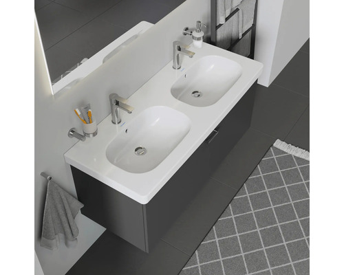 DURAVIT dubbele wastafel D-Code 120 x 49 cm wit glanzend 3481200002
