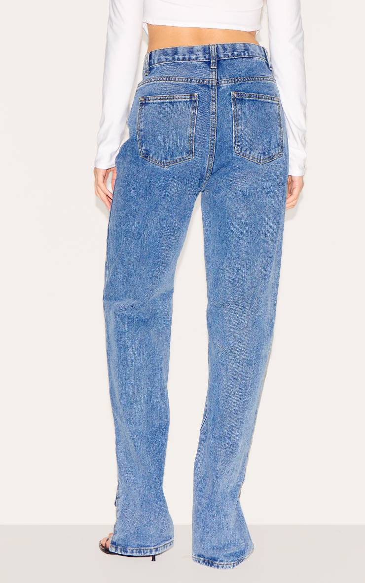 Délavage Vintage Jean À Ourlet Fendu