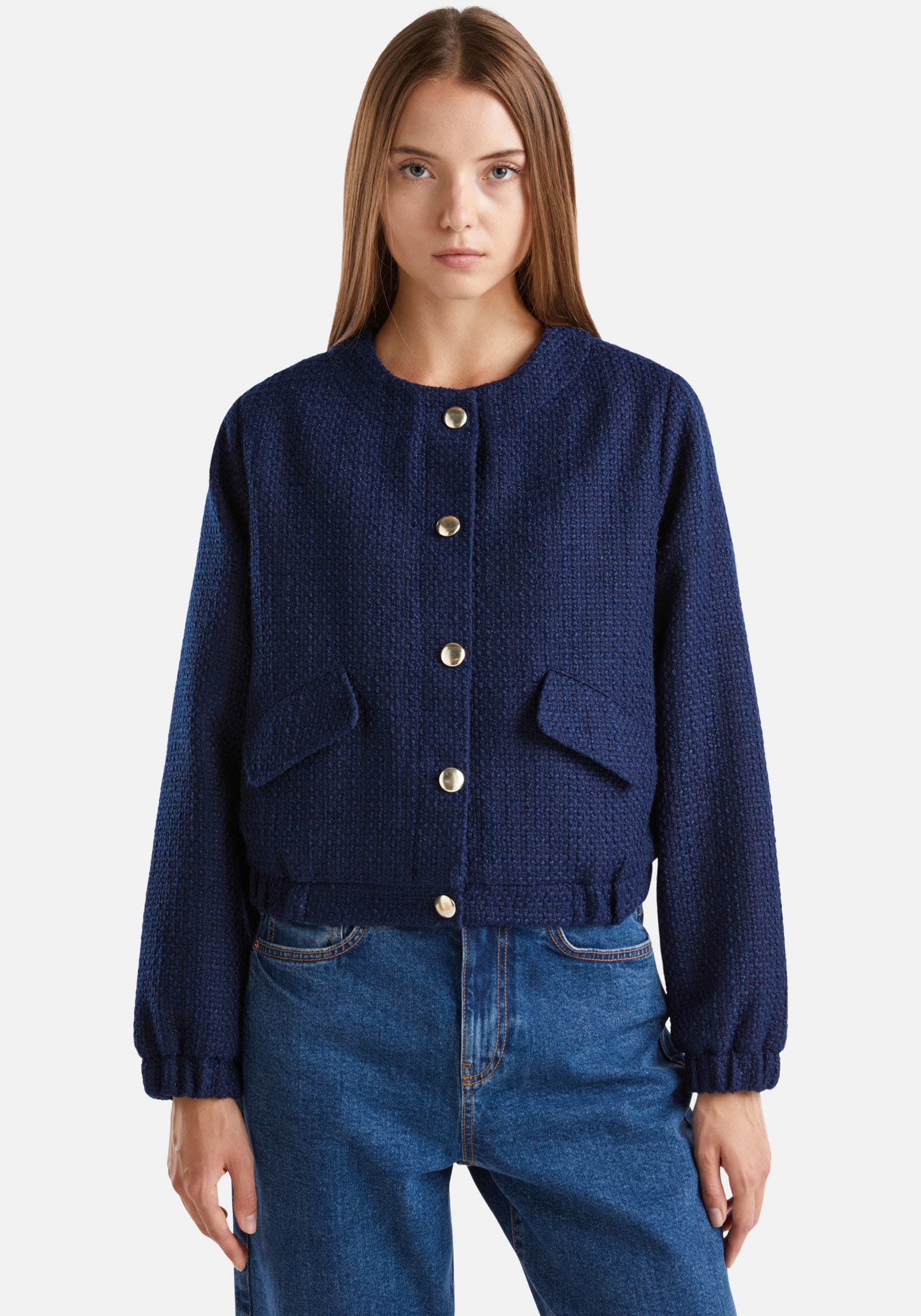 United Colors of Benetton Bomberjacke mit Knopfleiste in Strickware