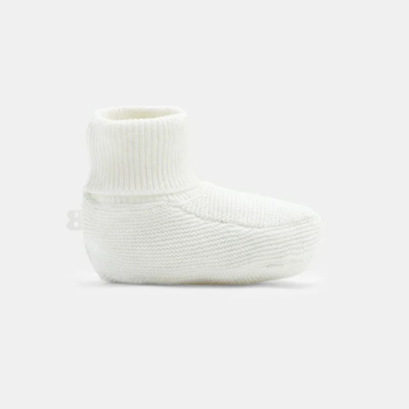 Chausson maille tricot blanc naissance Beige