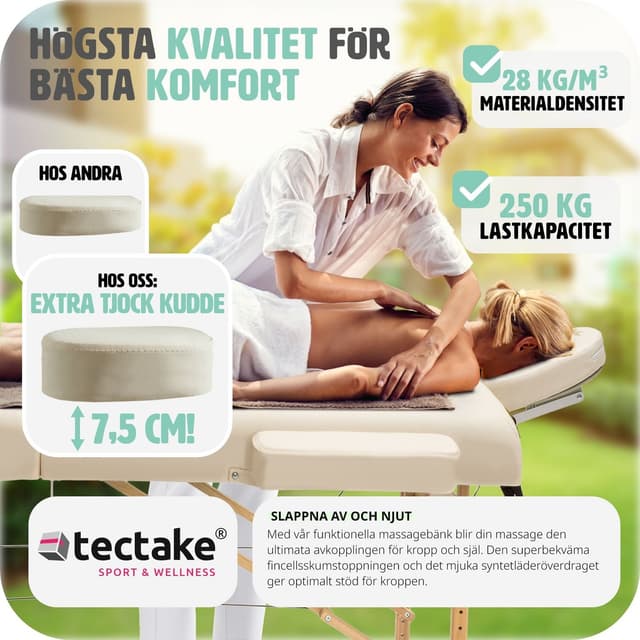 Massagebriks med 2 zoner, 7,5cm polstring + ruller