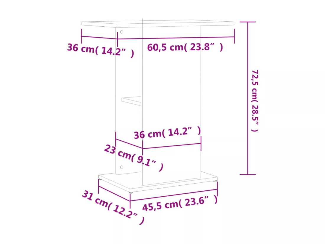 Support pour aquarium chêne sonoma 60,5x36x72,5 cm