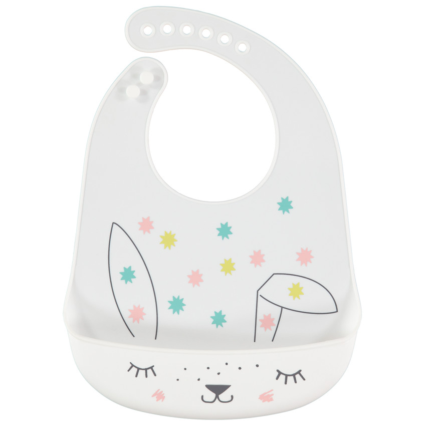 Bavoir en silicone motif lapin - Blanc