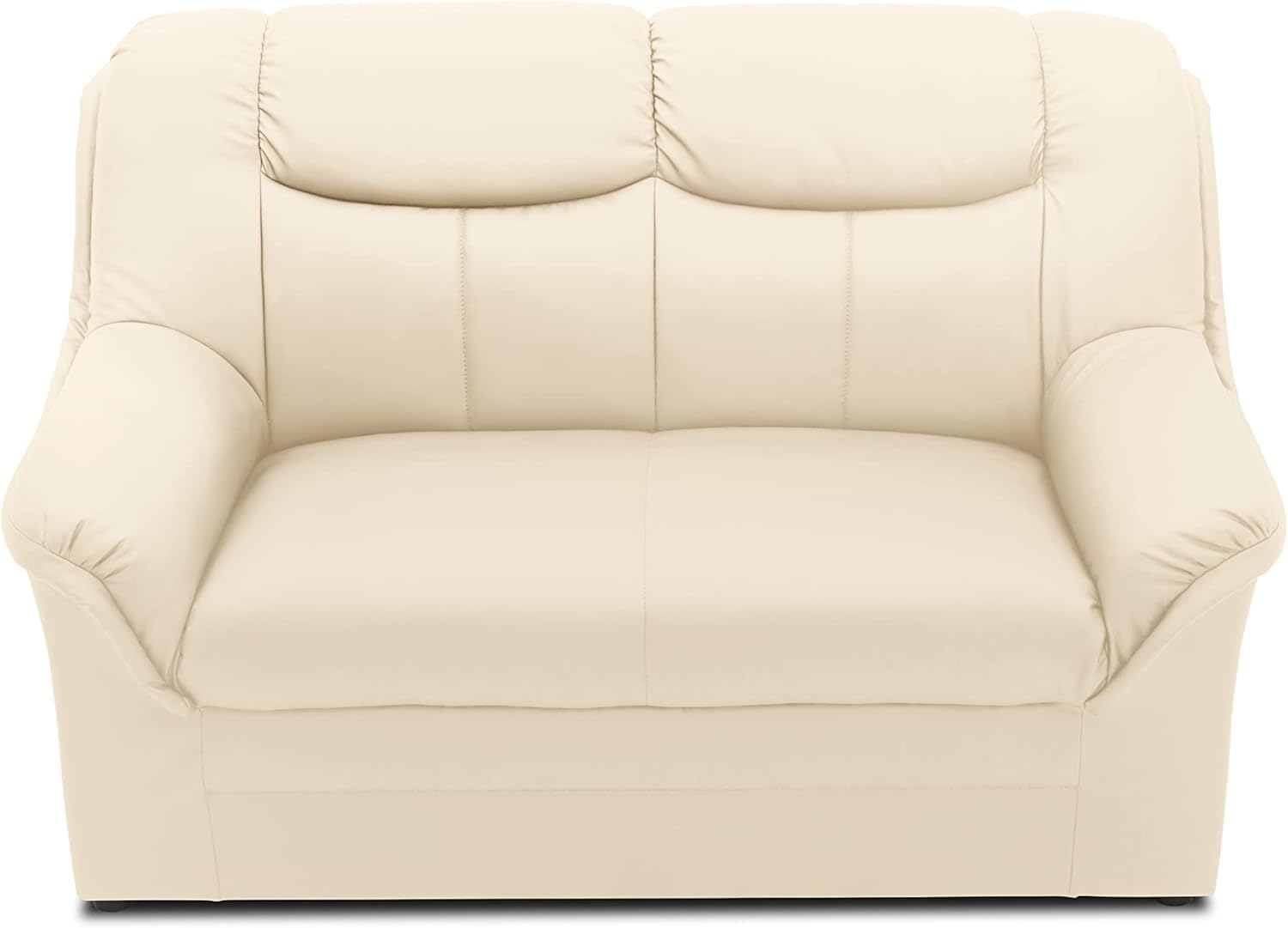 DOMO. collection Berlin Sofa/klassisches 2er Sofa/Zeitlose Garnitur mit weichem Kunstleder/Maße: 143/90/89 cm (B/T/H) / Farbe: beige (weiß)