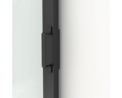 Pertura glazen schuifdeur complete set Neta Industrial 920x2050x8 mm Links/Rechts incl. beslag Blar staal gepoedercoat zwart, soft-close mechanisme, verzonken handgreep