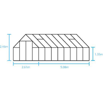 Tuinkas Royal Well Qube 816 zwart gecoat met 3mm veiliheidsglas