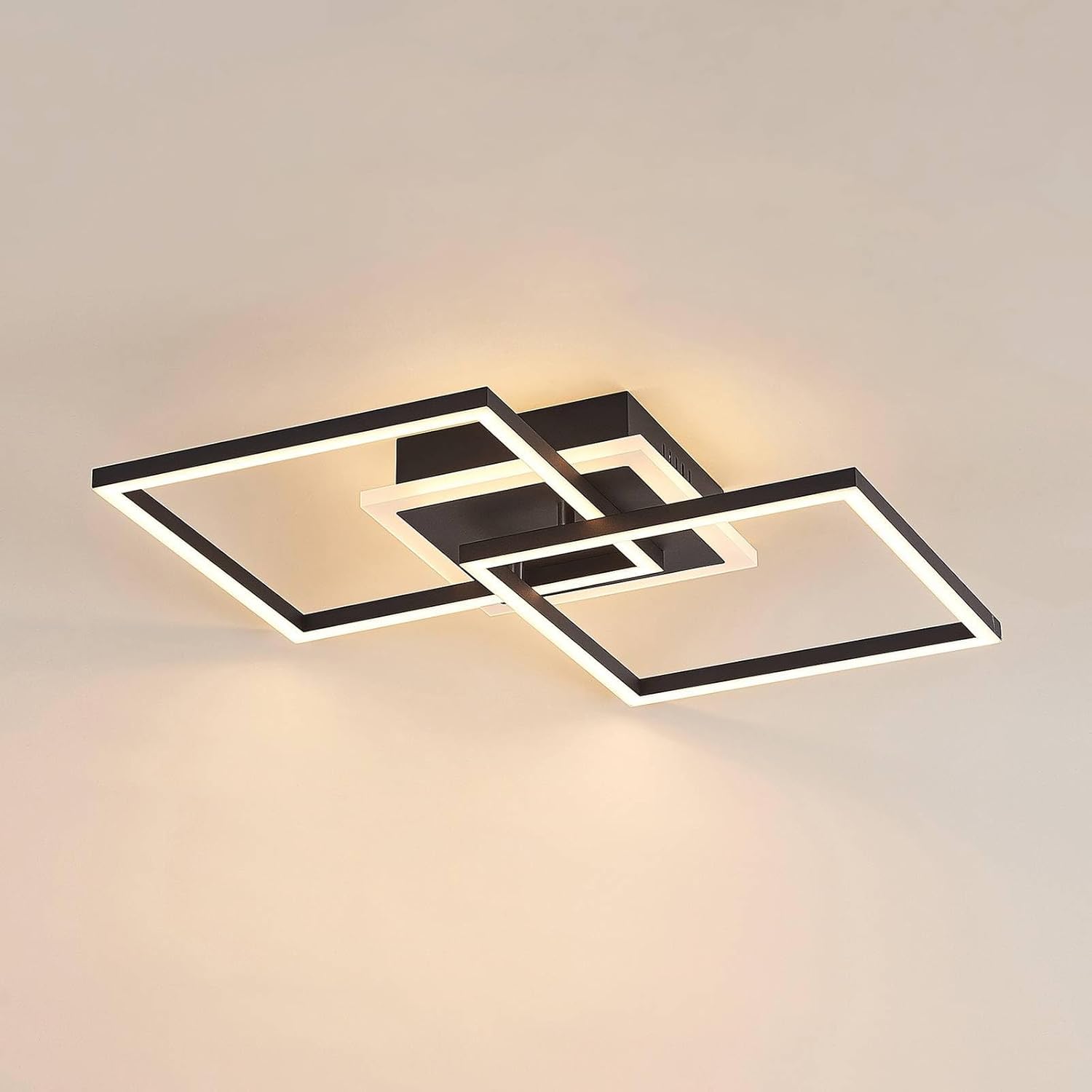 Lindby LED Deckenleuchte Fjardo dimmbar mit Leselampe (Modern) in Schwarz aus Aluminium (1 flammig,) - Lampe Deckenlampe Wohnzimmerleuchte