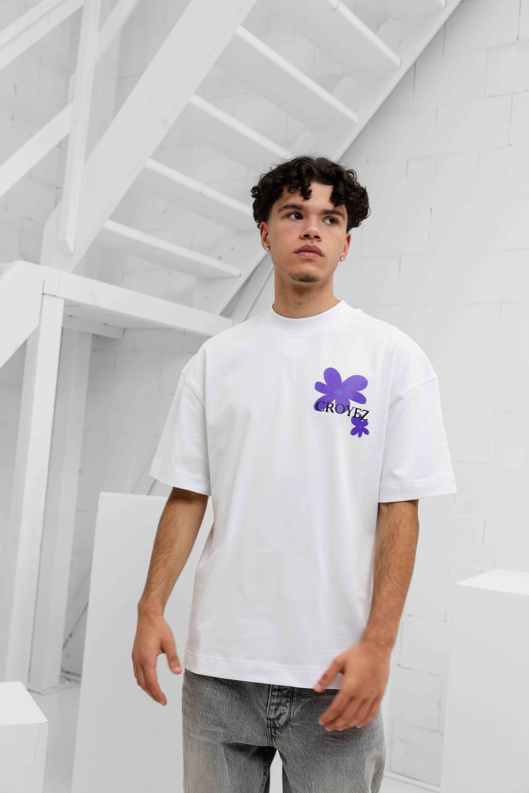 Croyez Botanique T-Shirt Heren Wit/Paars