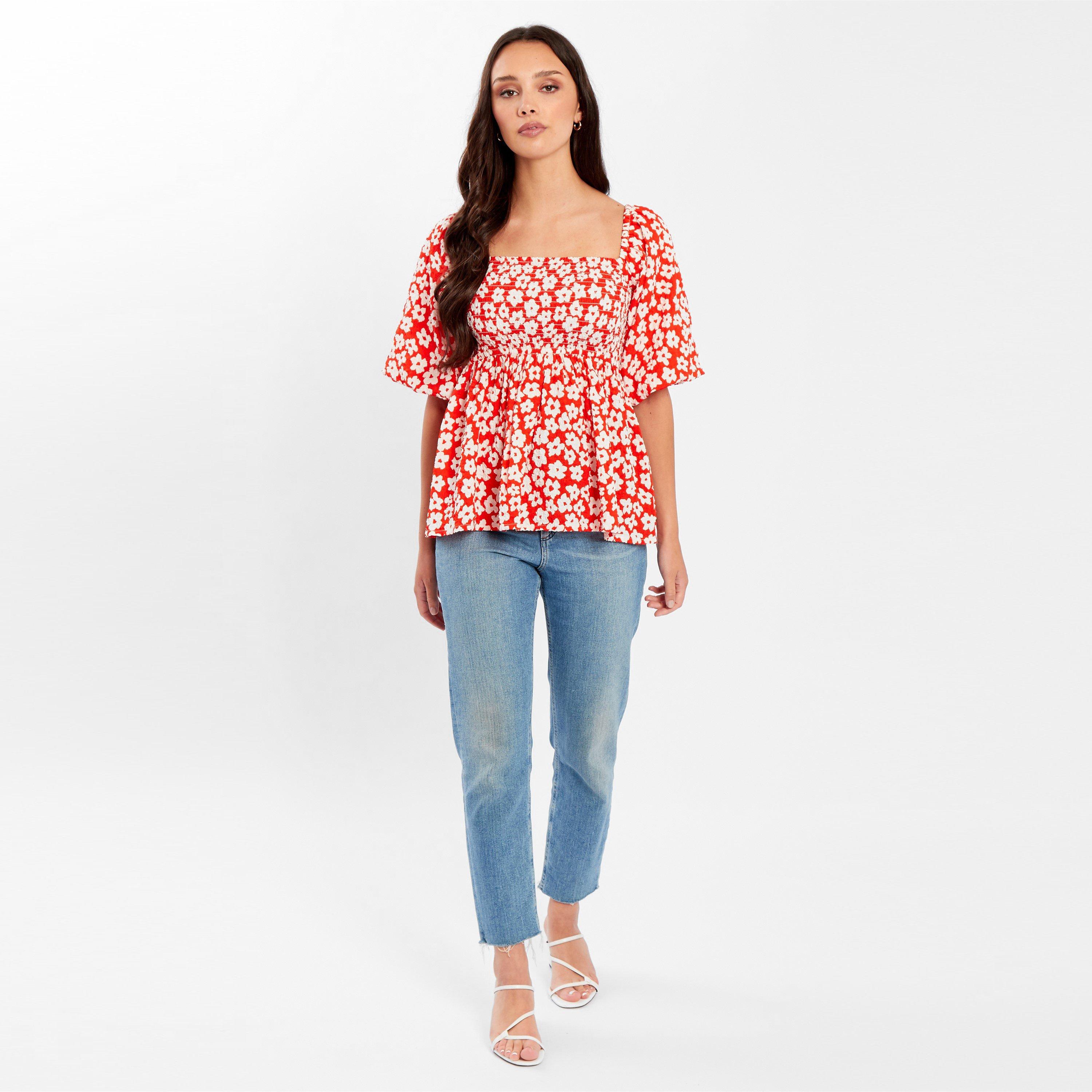 Be You Square Square Neck Puff Slv Top