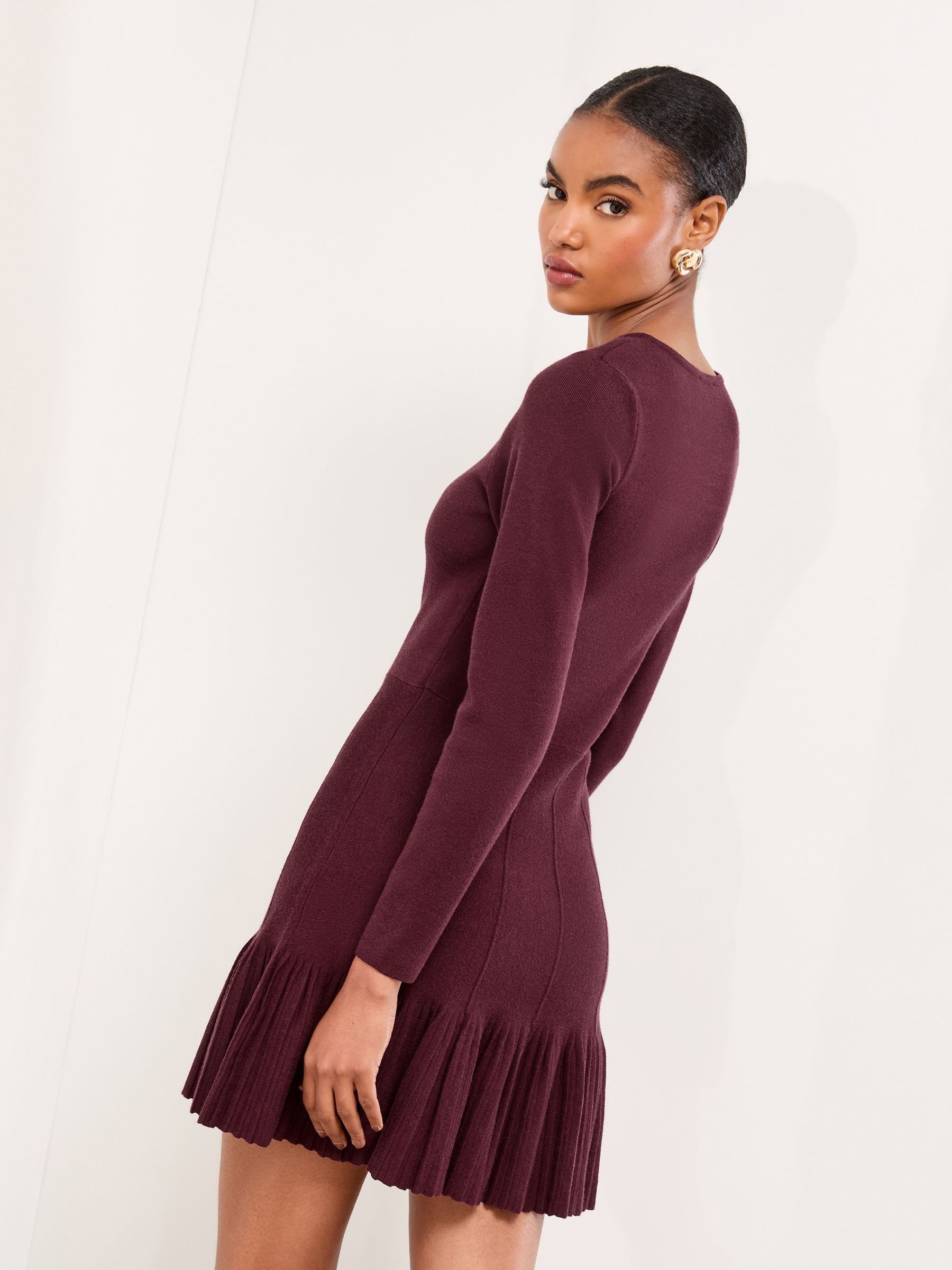 Lipsy gebreide mini-jurk met geschulpte knoopsluiting en geplooide zoom