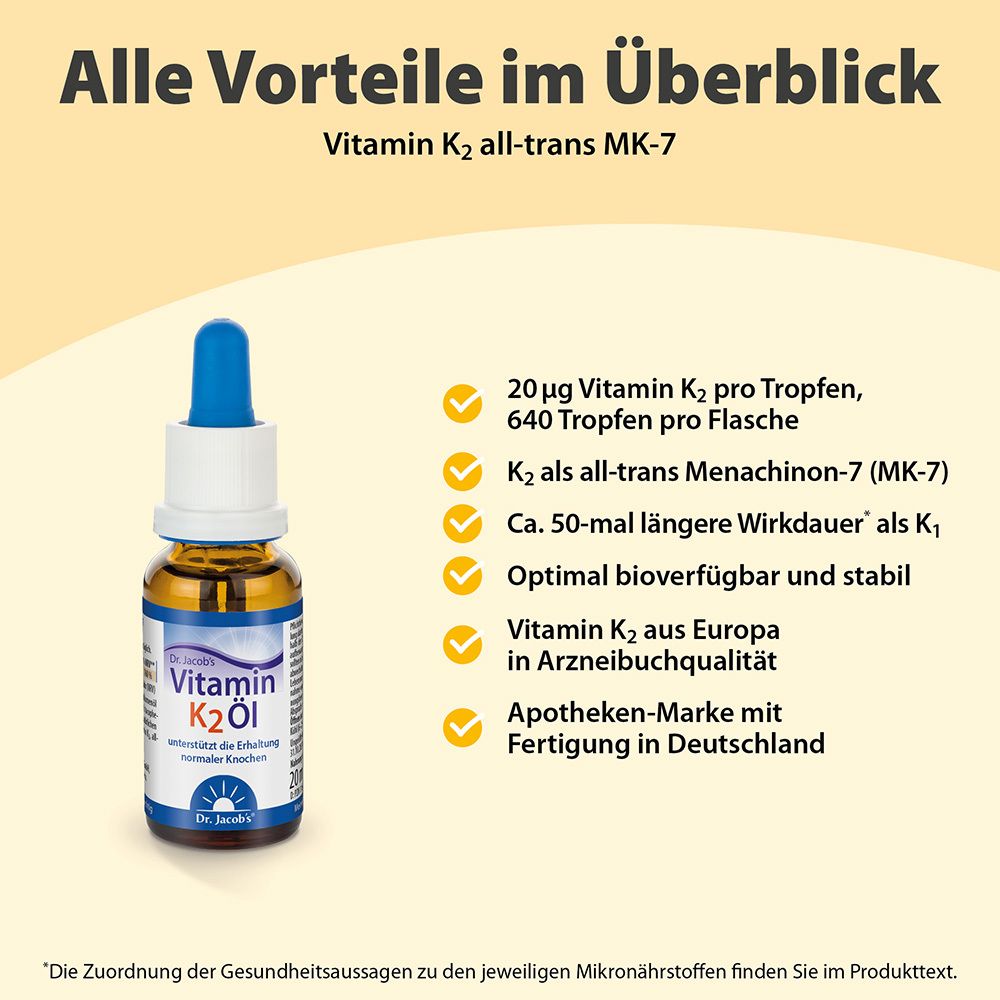 Dr. Jacob's Vitamin K2 Öl Alltrans MK7 640 Tropfen vegan