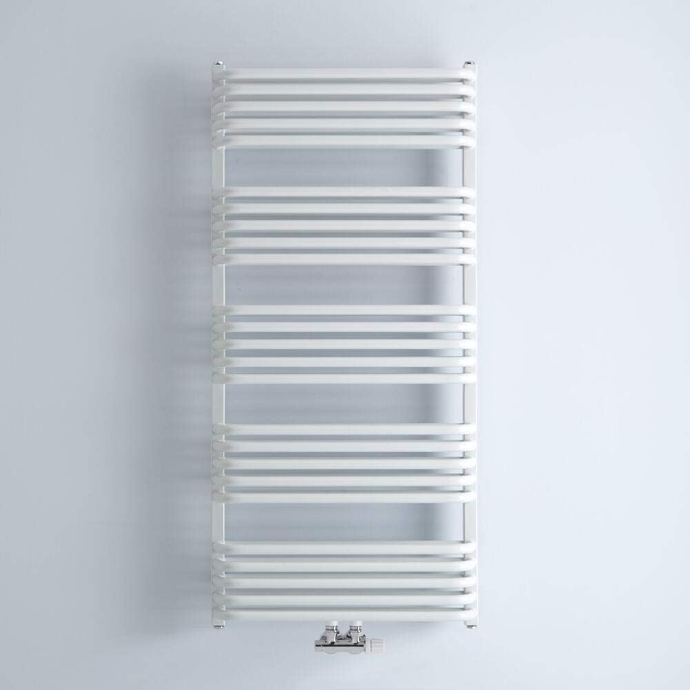 Hudson Reed Arch - Handtuchheizkörper 1269mm x 600mm in Weiß mit Mittelanschluss