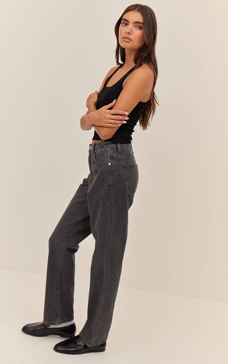 Gris Prettylittlething Jean Droit Taille Haute