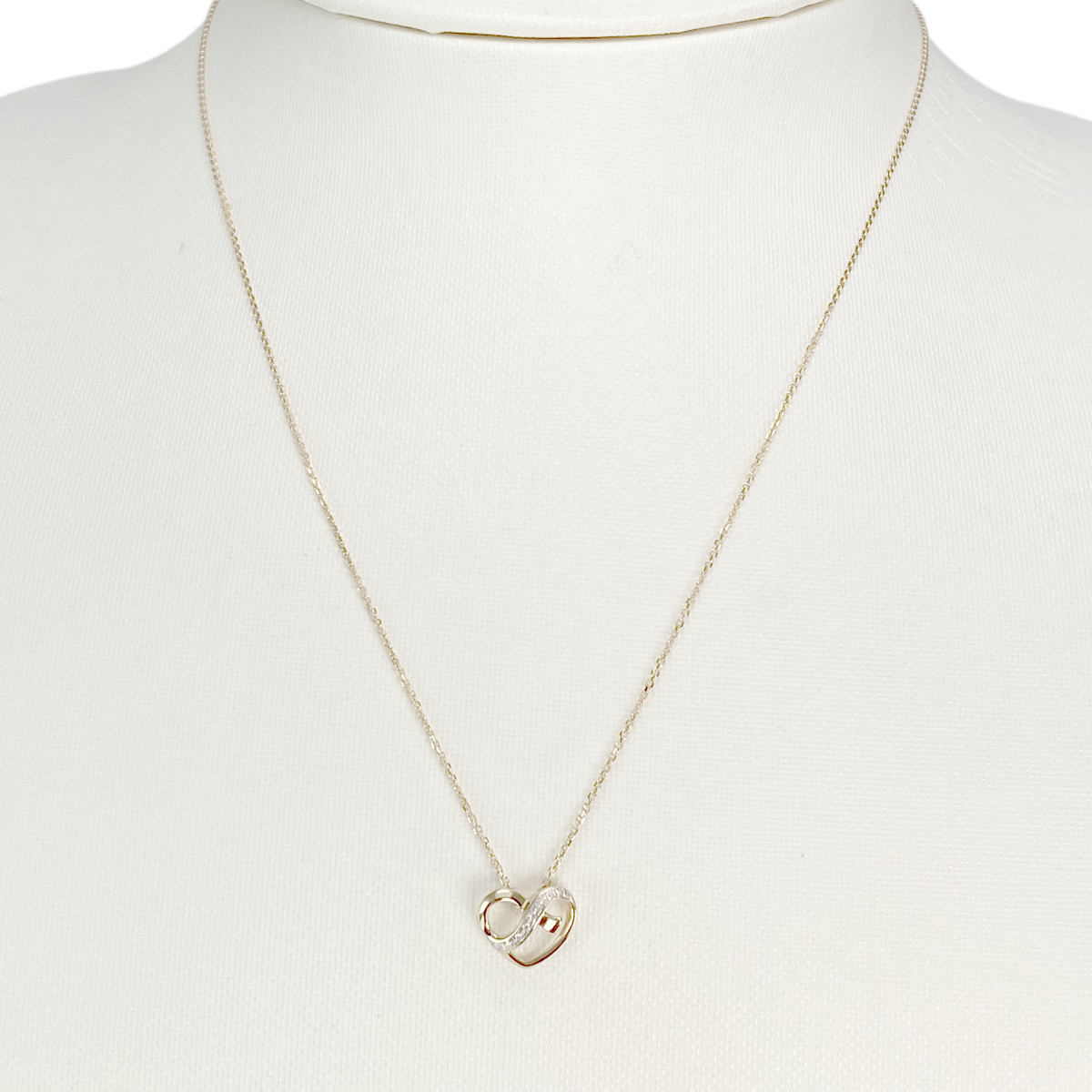 Collier d'occasion or 375 jaune et rhodié diamants 42 cm