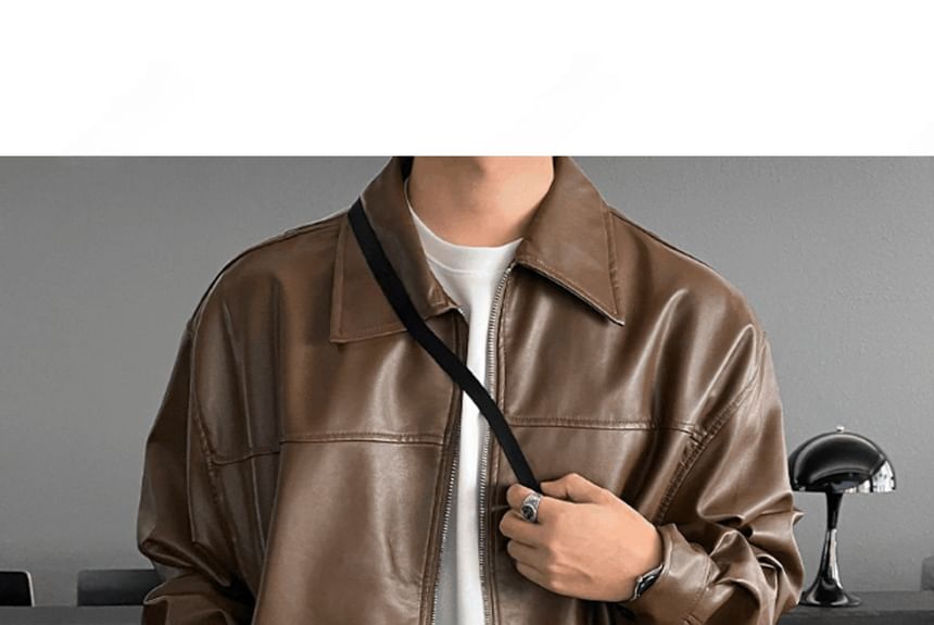 SeoulPop - Effen imitatieleren ritsjack