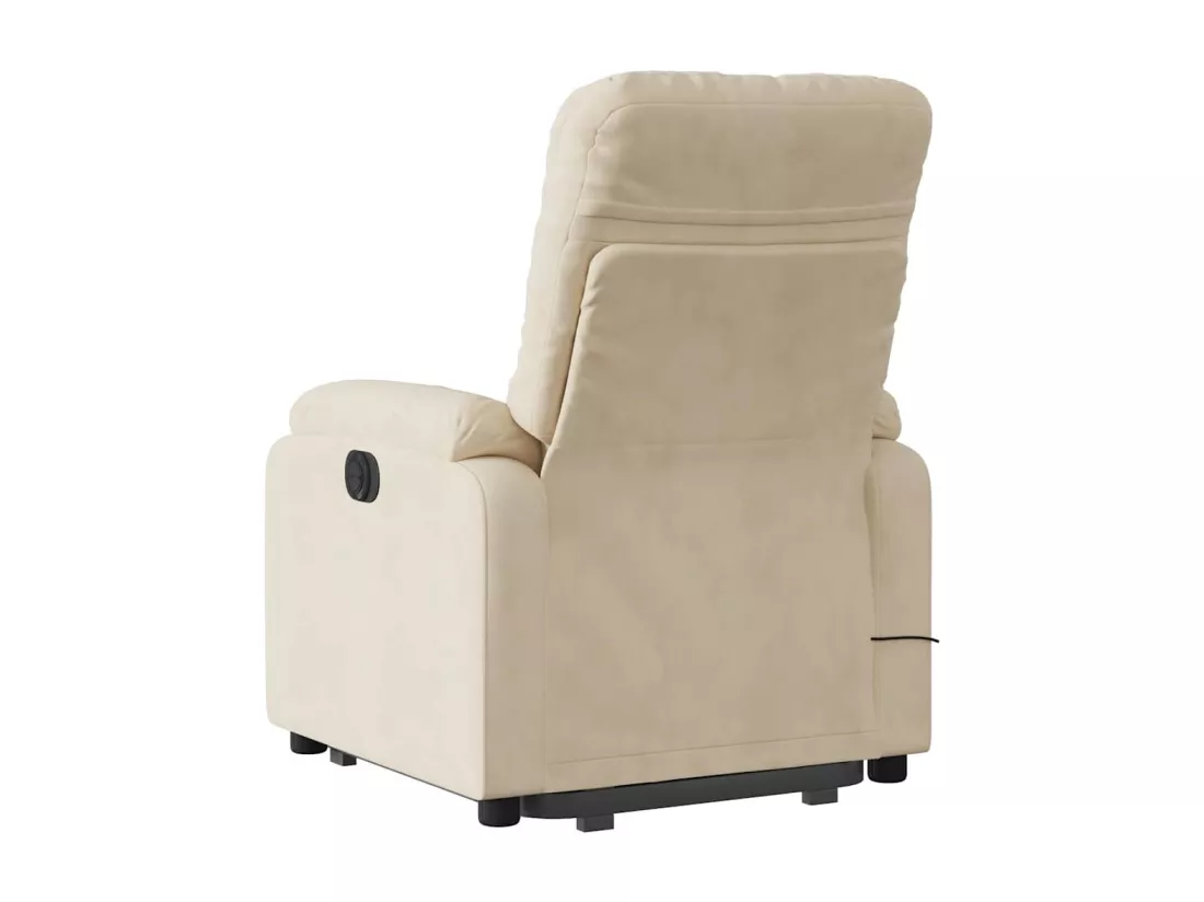 Fauteuil inclinable massant crème tissu microfibre