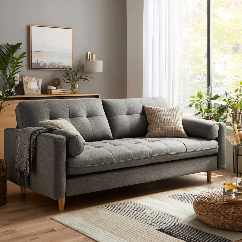 2-Sitzer-Sofa 200x85x90 cm Stoff - Dunkelgrau - Modernes Design