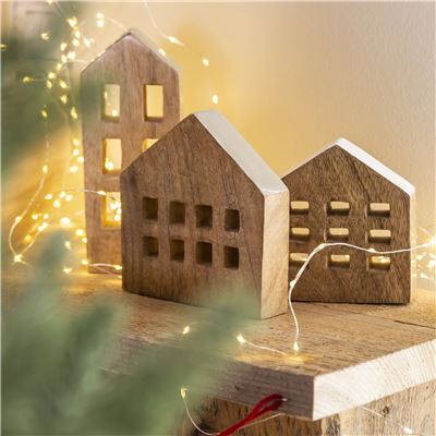 Décorations maisons en bois - set de 3