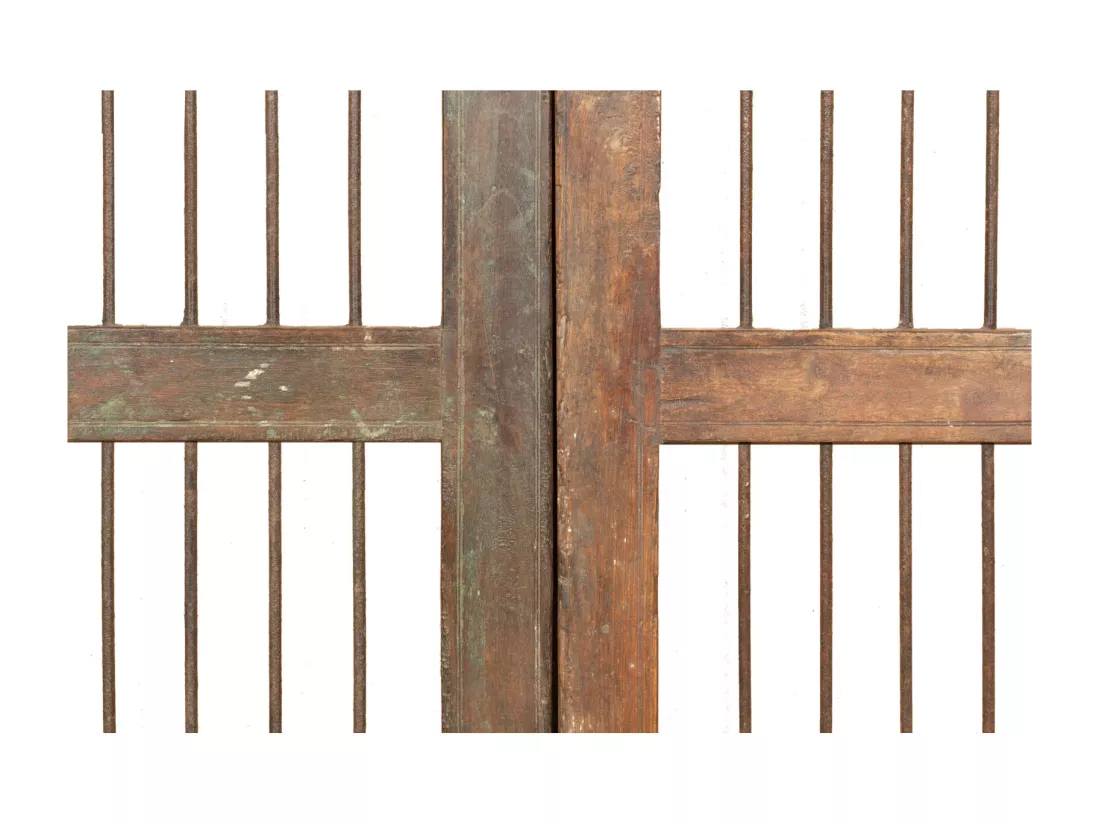 BISCOTTINI Portail - Bois Massif et Fer Finition Antique - Clôture en Fer - Portail en Métal - Porte Décorative - Portail d'Entrée - Clôture en Bois - Intérieur et Extérieur - 97x4x93cm