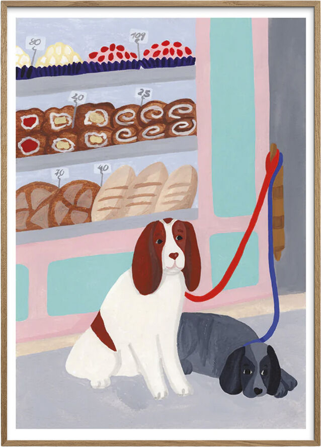 Poster & Frame Iga Kosicka - Waiting Dogs Flerfarvet