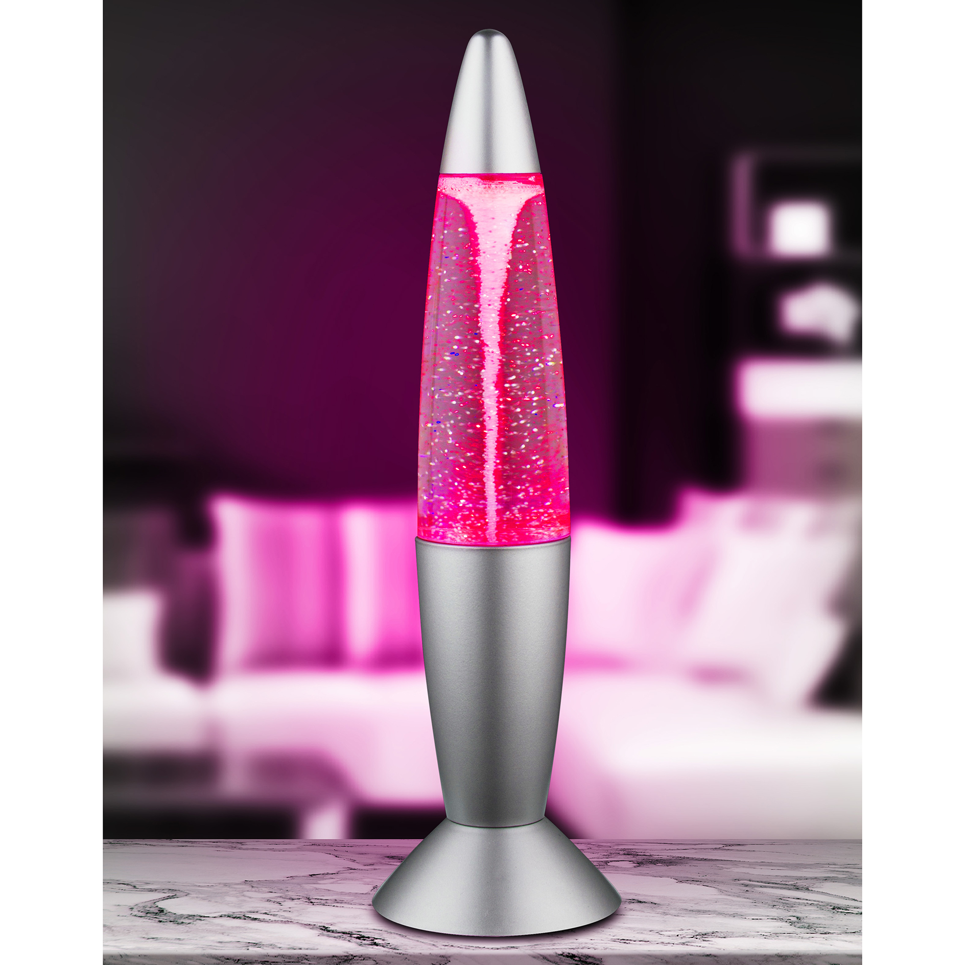 LED-Tischleuchte - silber - mit Farbwechsel