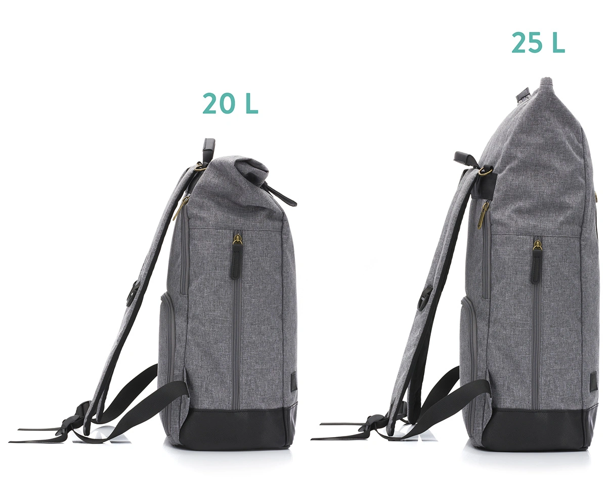 Wickelrucksack BERLIN X (39x16x53) in grau/schwarz
