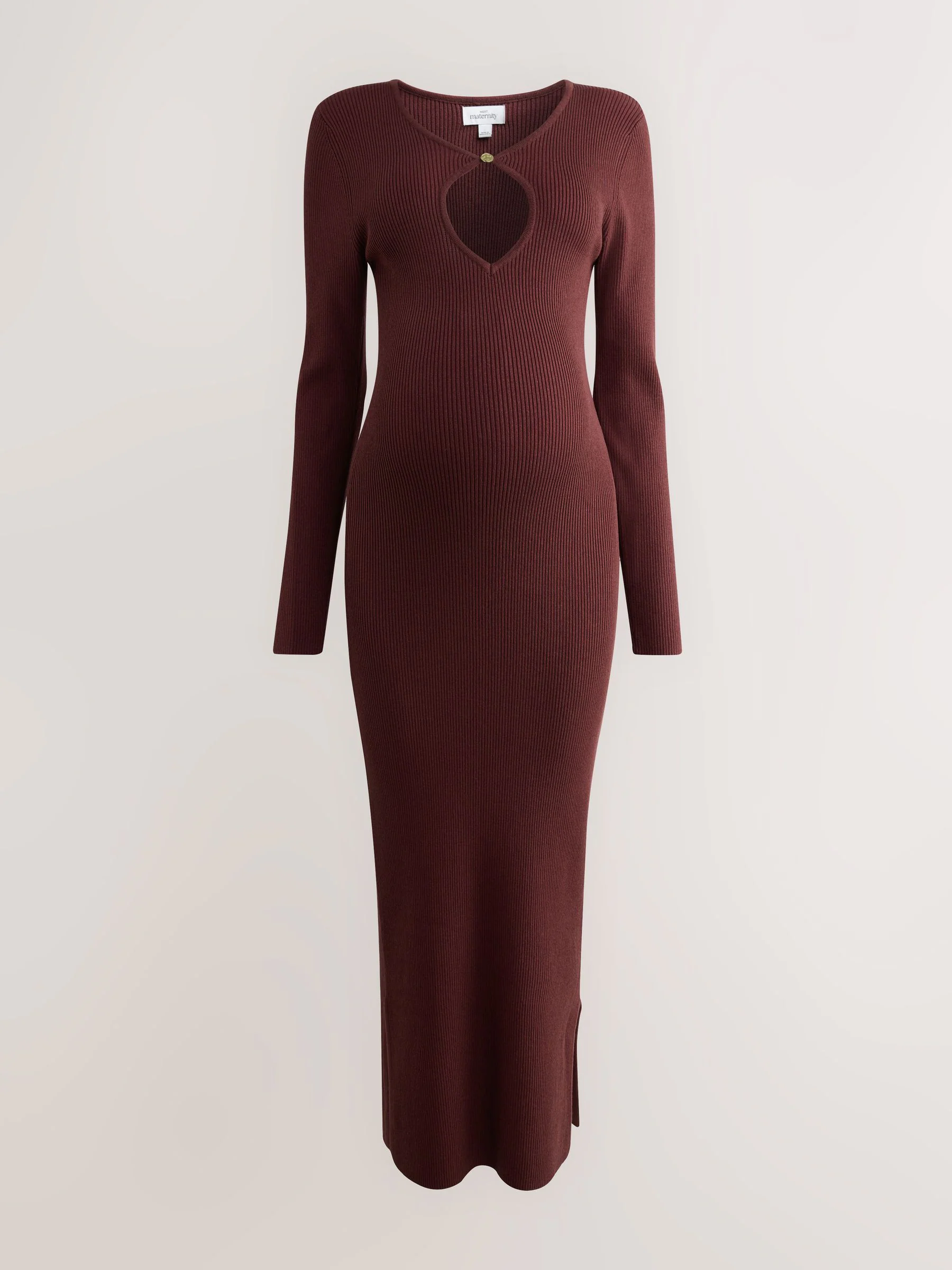 Bordeauxrood - Maternity Knitted Keyhole Dress