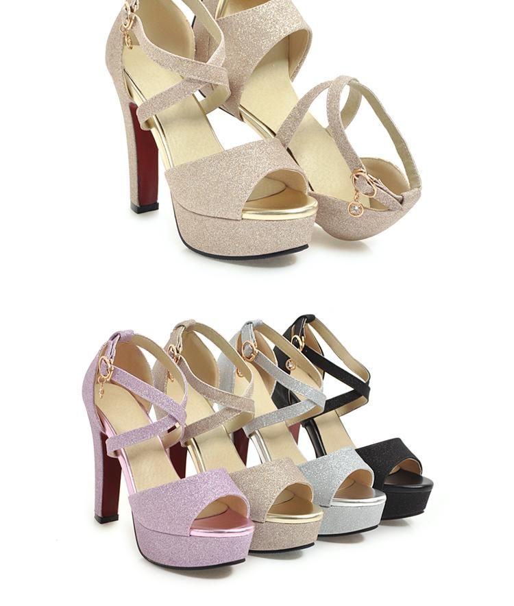 Freesia - Open teen glitter sandalen met hoge hak