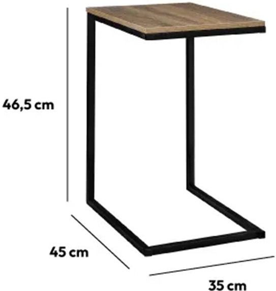 5Five - Bijzettafeltje Chevron - Lichtbruin/Zwart - Hout/Metaal
