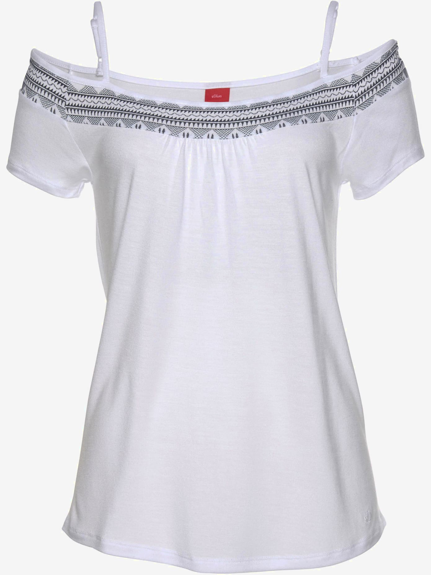 T-shirt à manches courtes encolure carmen, fines bretelles réglables