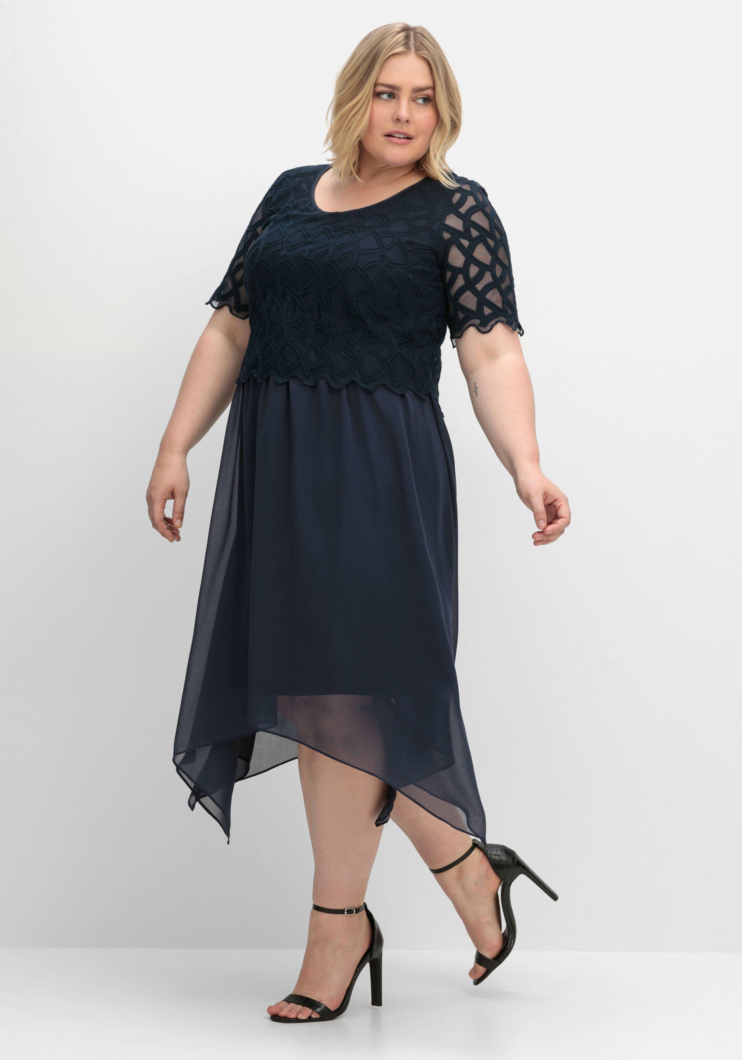 Cocktailkleid aus Chiffon, mit Zierbortenstickerei