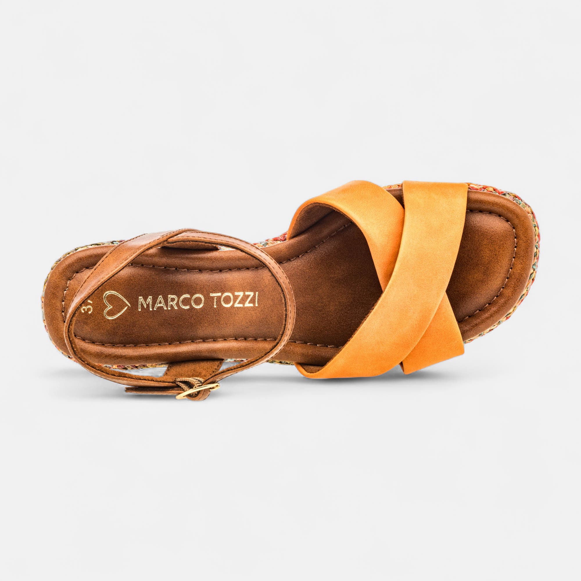 Nu-pieds à talon compensé Femme orange