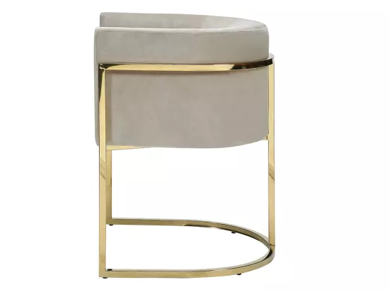 Chaise avec accoudoirs - Velours et acier inoxydable - Beige et doré - PERIA de Pascal MORABITO