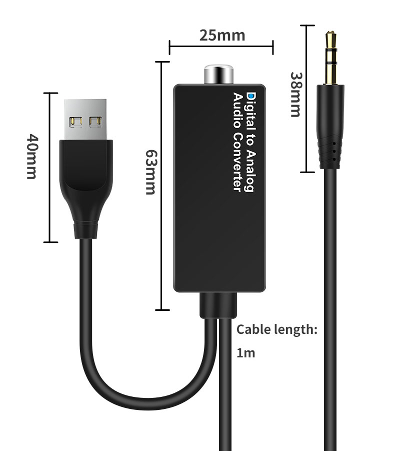 SPDIF Toslink auf 3.5mm Klinke Digital Analog Wandler Audio Konverter - Schwarz
