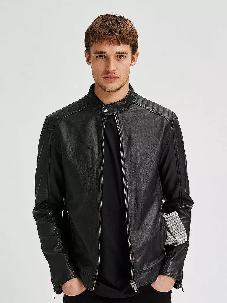 SELECTED Lederjacke SLHICONIC  schwarz