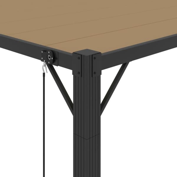vidaXL Paviljong med lamelltak 3x3 m gråbrun stoff og aluminium