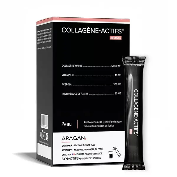 Aragan Synactifs Collagen Actives - Firmeza da Pele, Rugas e Linhas Finas - 20 unidades