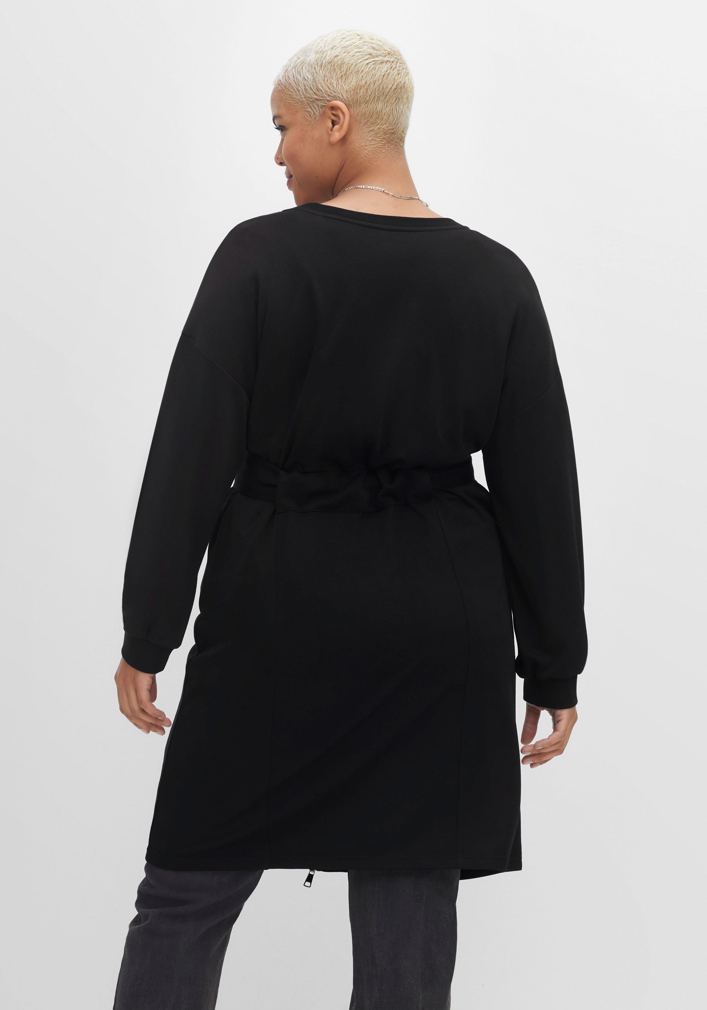 Shirtjacke in Longform mit dekorativem Gürtel