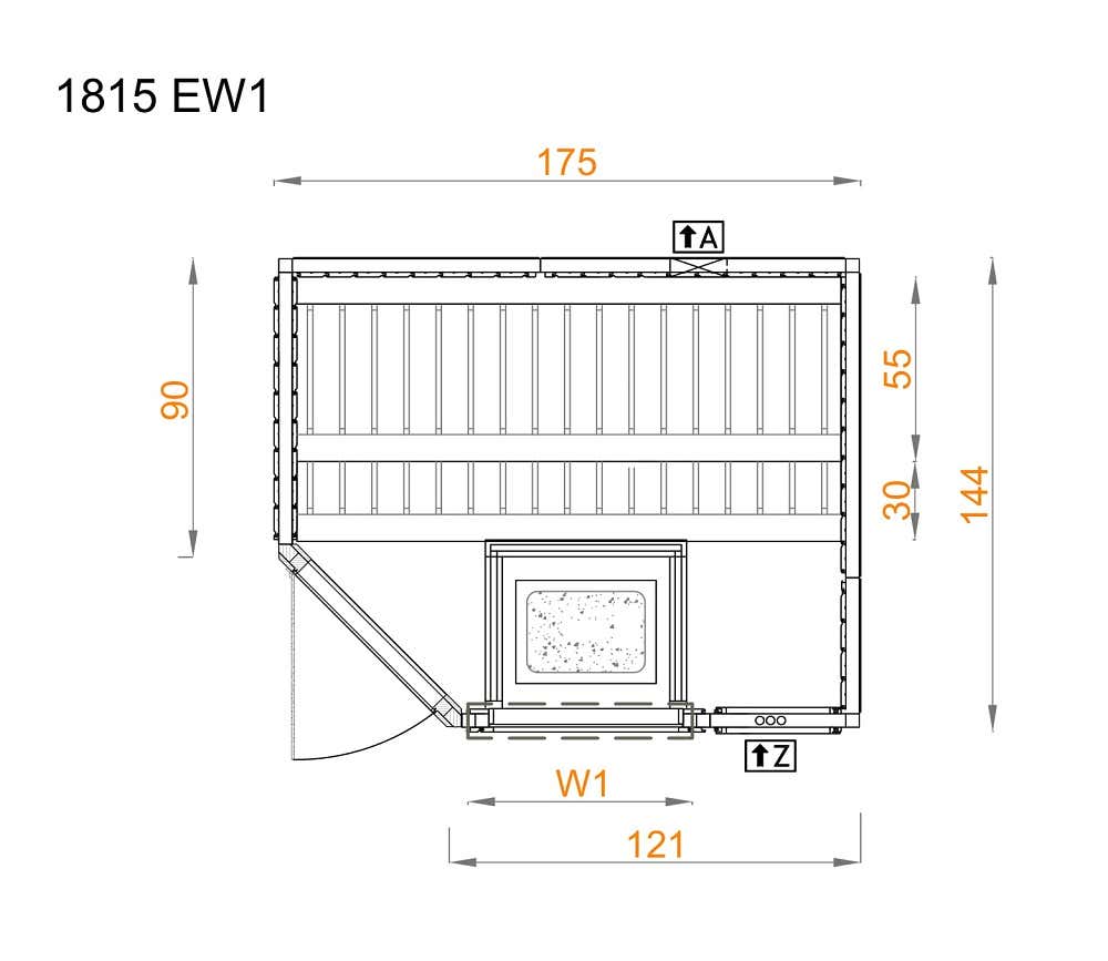 FinnTherm Pearl binnensauna met 2 houten banken, 40 mm dikke wanden, stoomsauna inclusief bevestigingsmateriaal, natuurlijke afwerking, 1,8 x 1,4 m