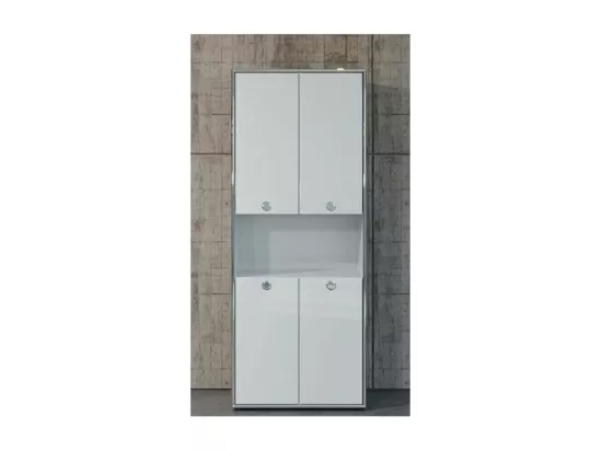 Armoire de bureau bois MDF blanc 4 portes Irma