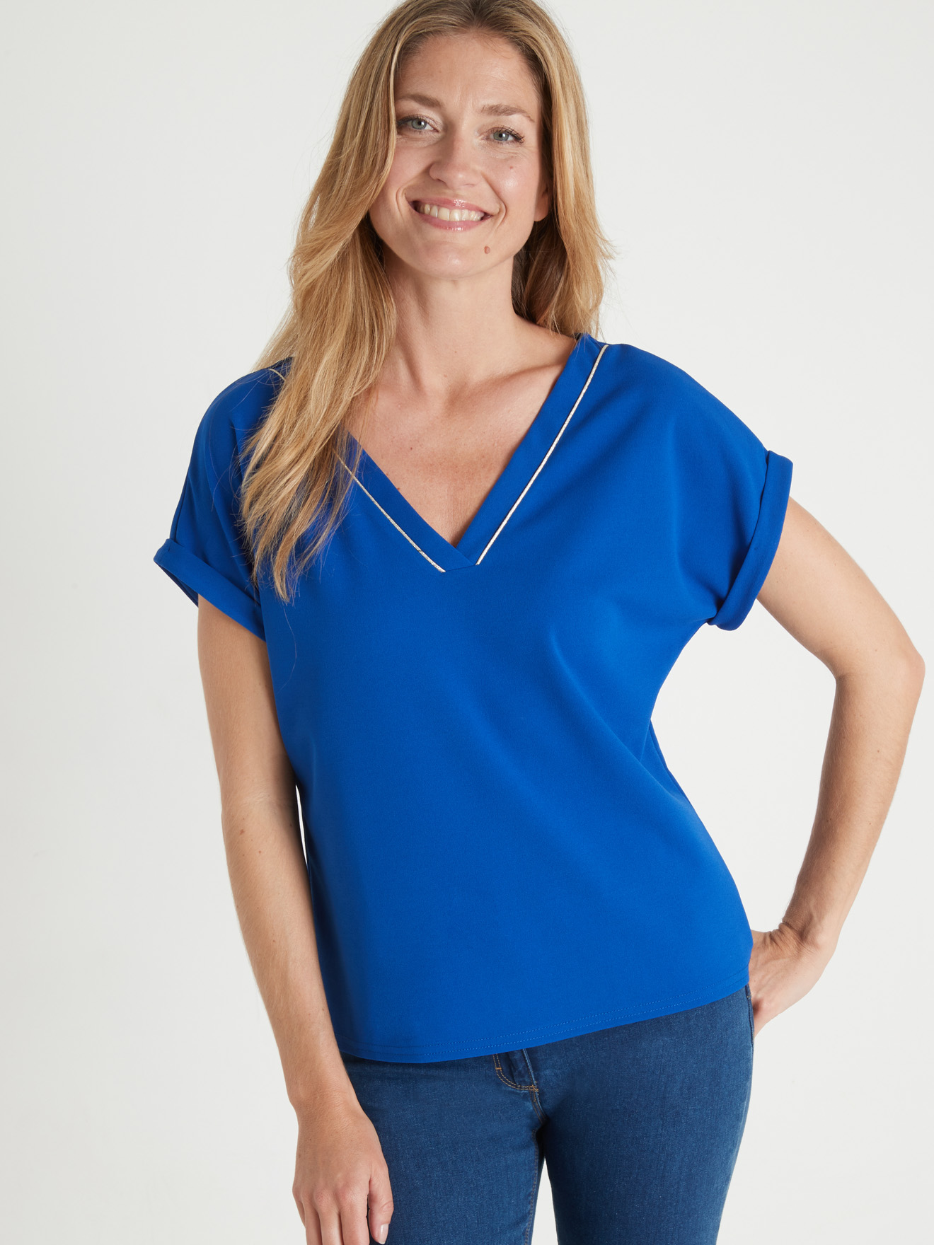 Tee-shirt V maille fluide