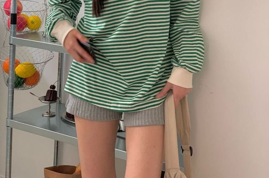 SeoulPop - Gestreept T-shirt met lange mouwen en losse pasvorm