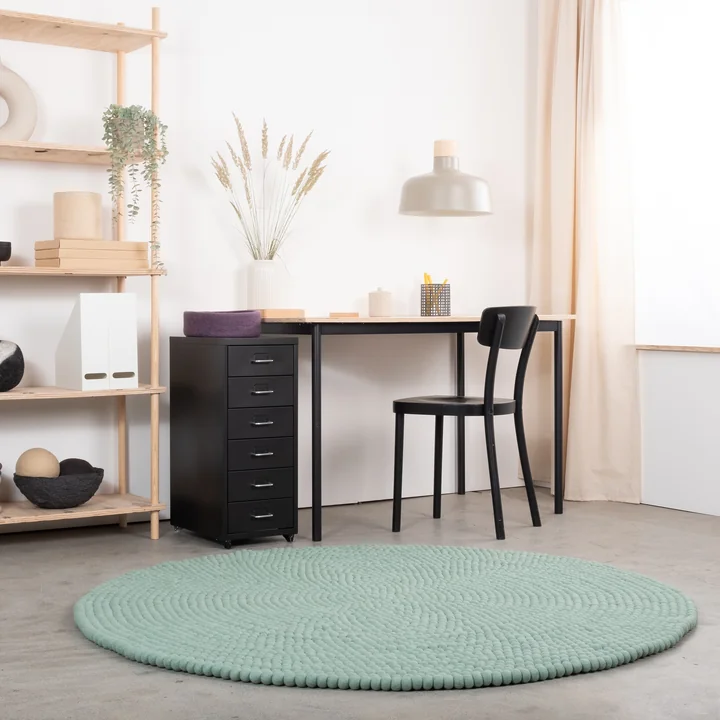 myfelt - Fine Filzkugelteppich, Ø 90 cm, türkis