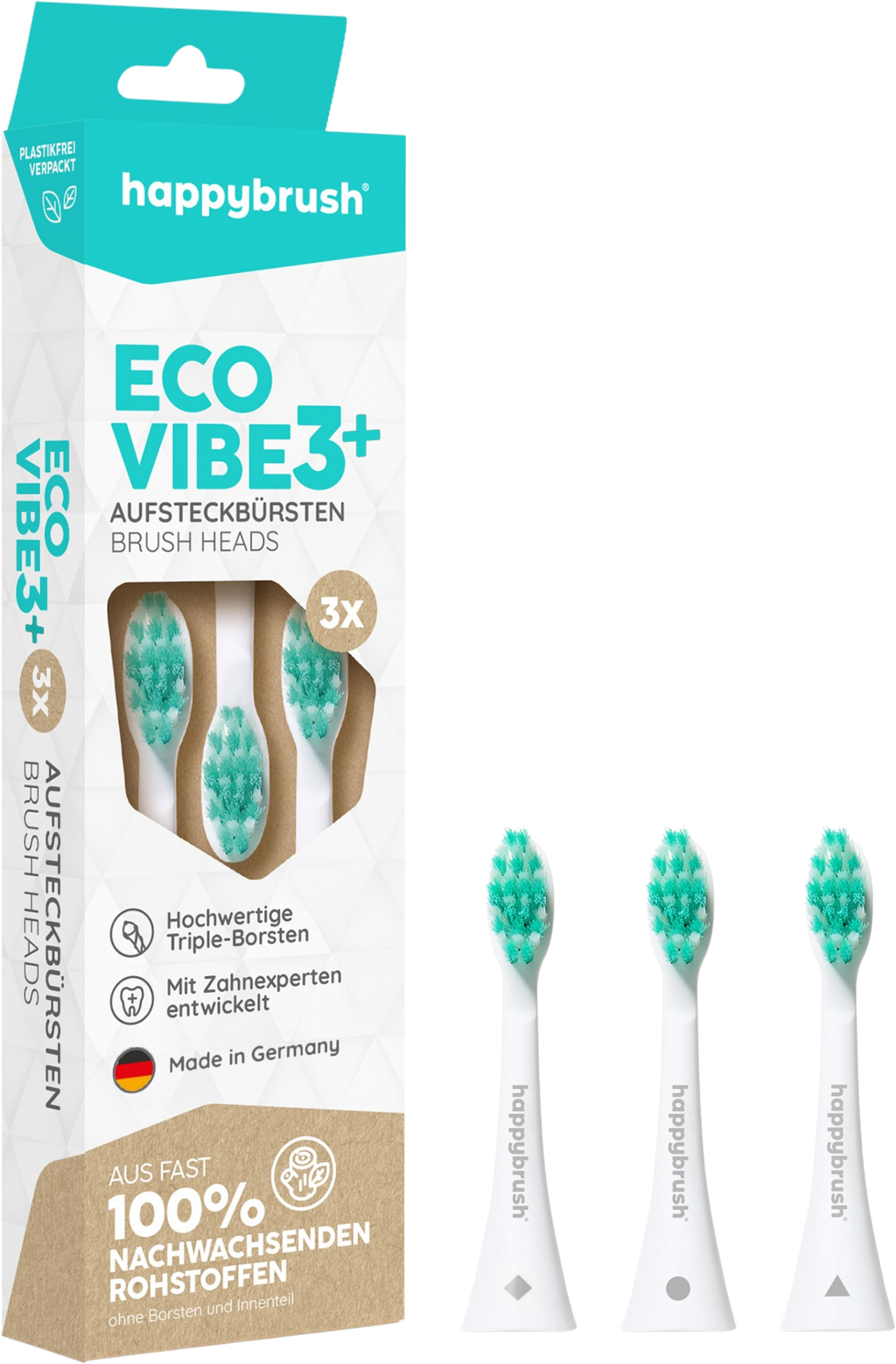 happybrush  ECO VIBE 3+ Aufsteckbürsten White