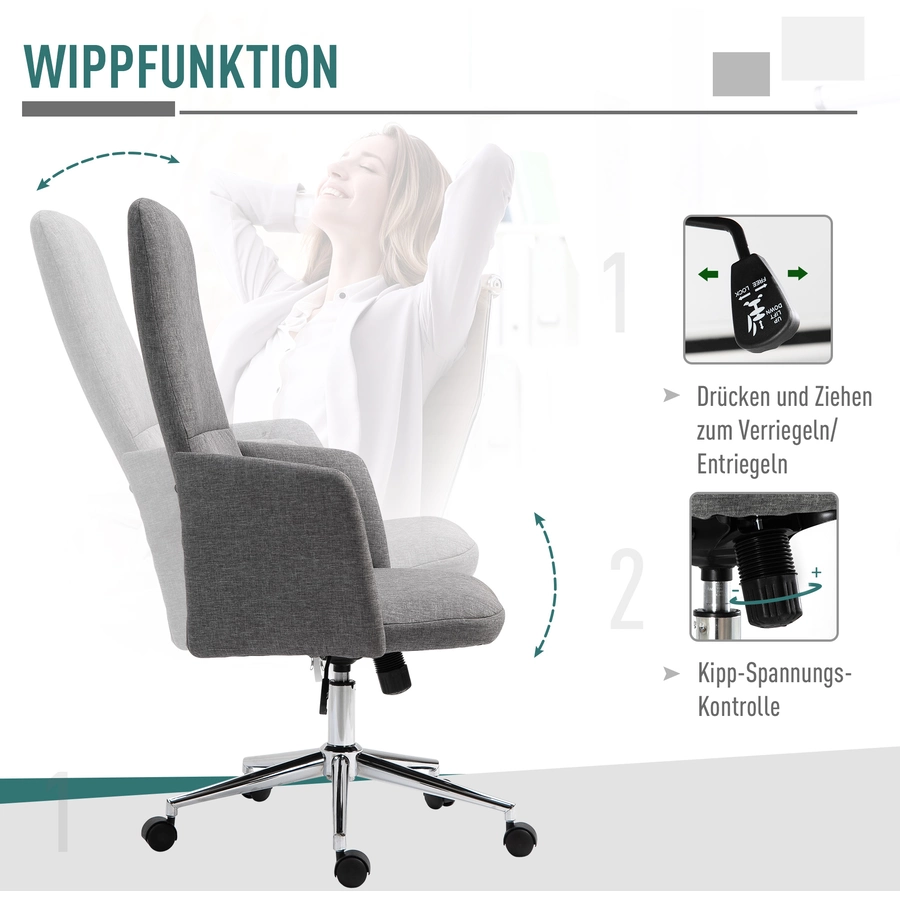 Vinsetto Bürostuhl ergonomisch grau